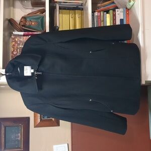 Nautica Women's Elegant full Zip Black Wool Blend Pea Coat Large